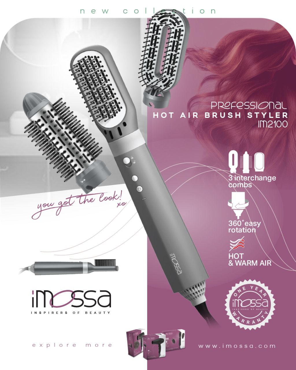 Professional Hair air brush styler Imossa 2100