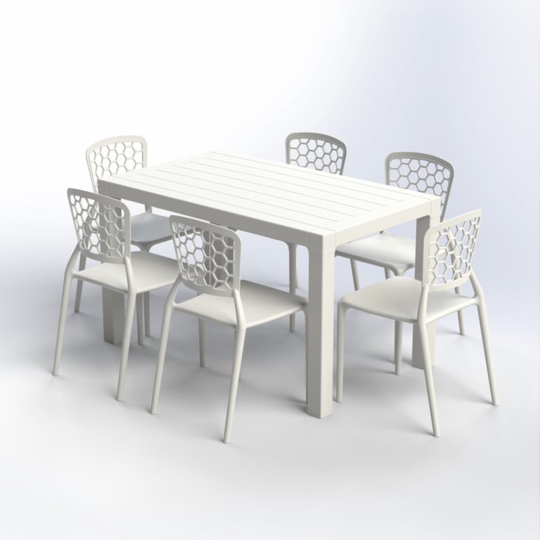 Batroun2 Set | 6 Unbreakable Chairs & Rectangular Table