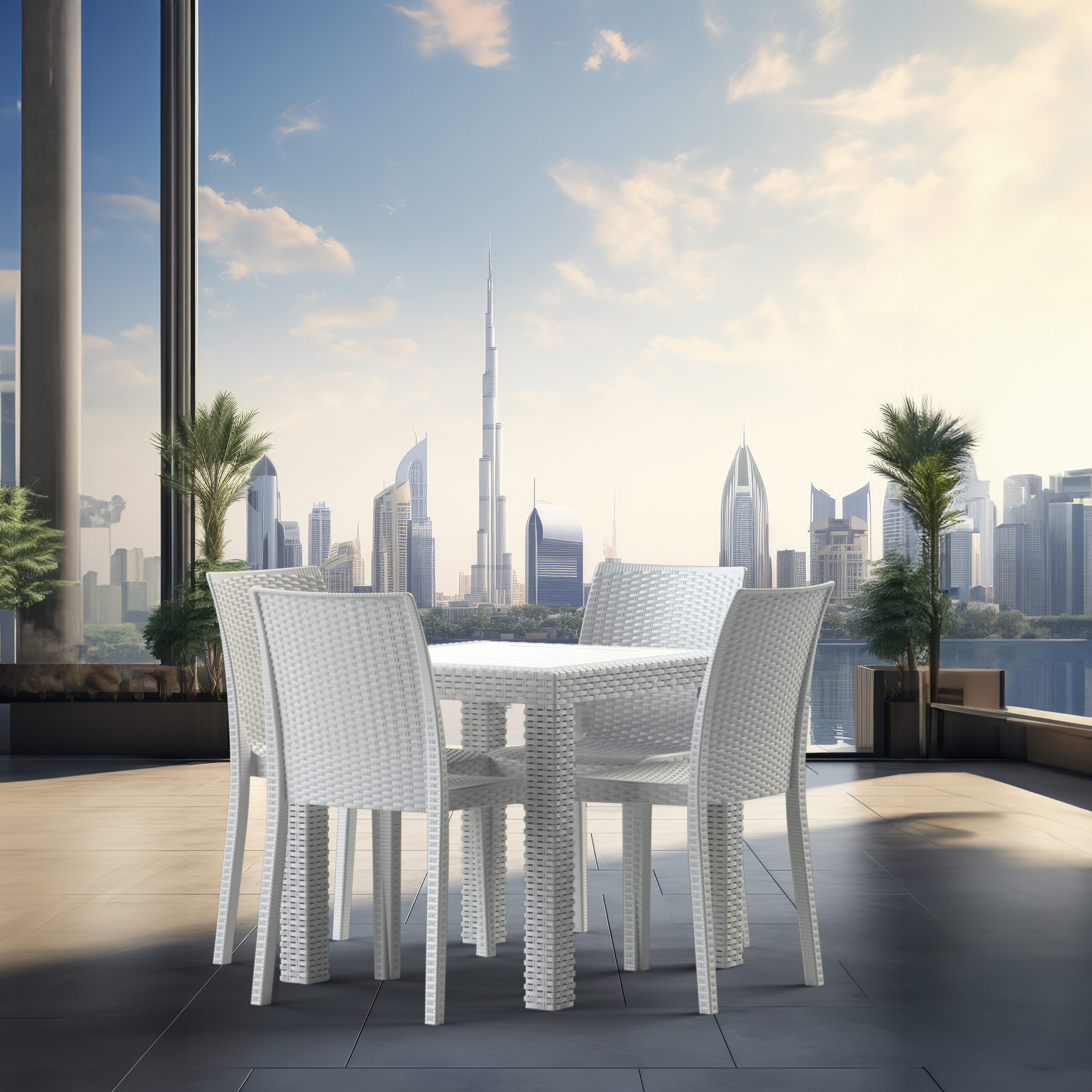 Tripoli Set | 4 Chairs & Square Square Table