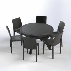 Baalbeck Set | 6 Queen Chair and Rounded Table