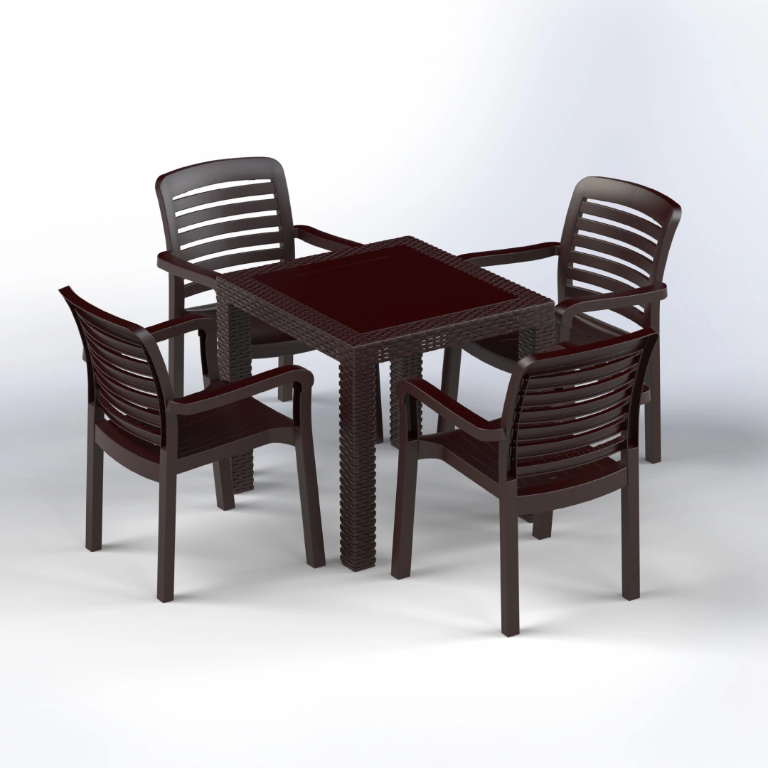 Table and Chairs Set | Squared Table with 4 Chairs